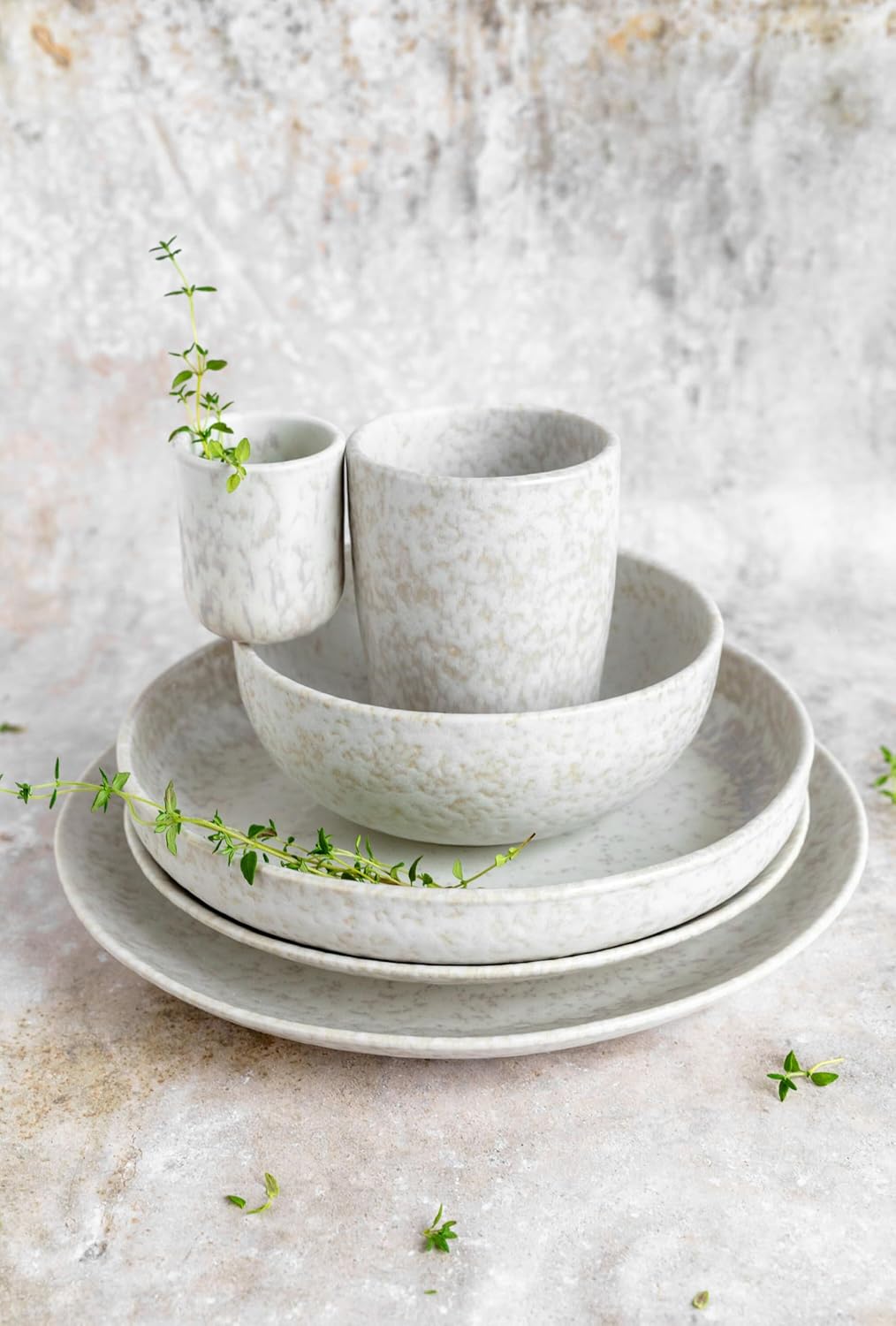 Suppenteller-Set, Steinzeug Alpenwiese Creme, Creme