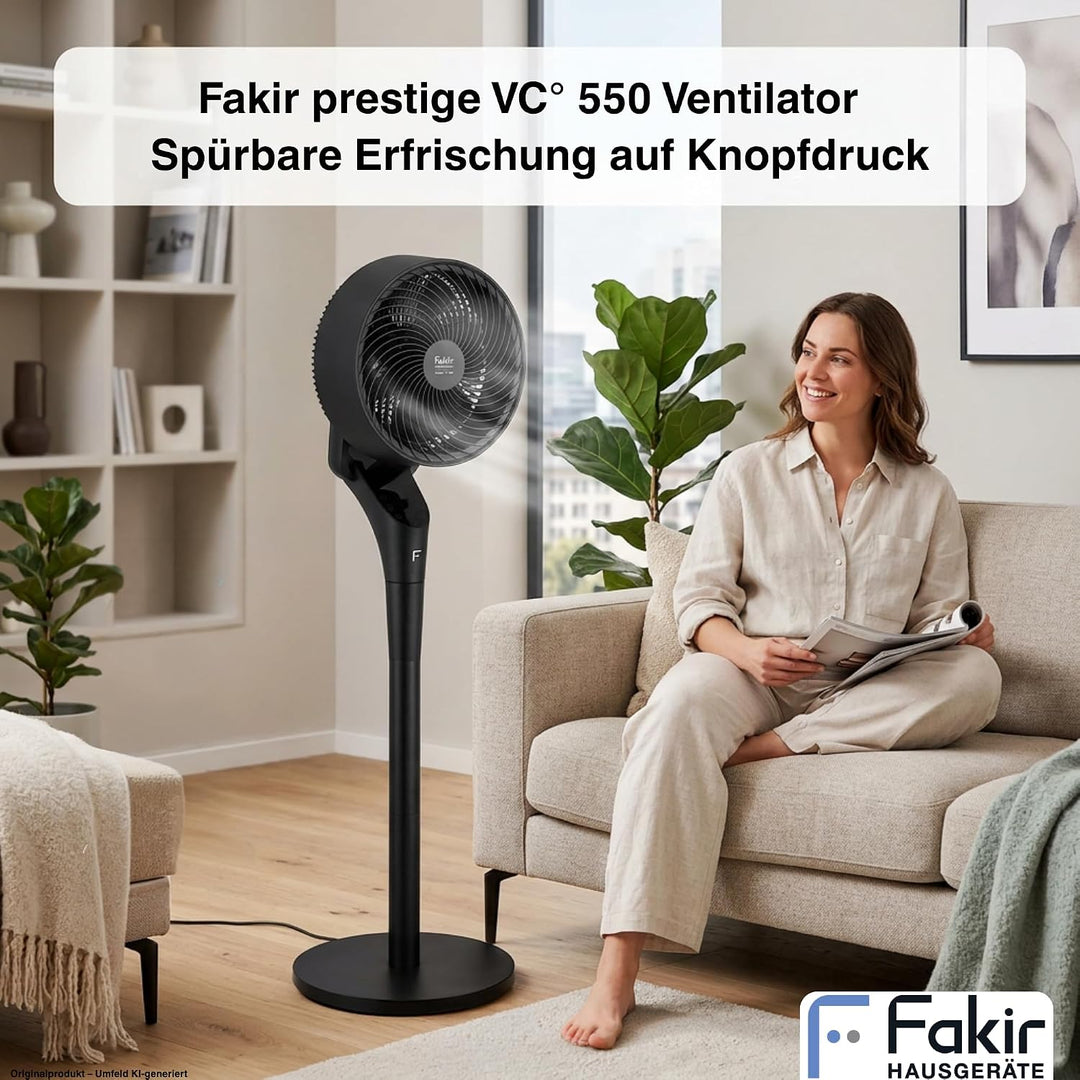Fakir prestige VC° 550 2in1 Standventilator – leiser DC-Motor, 12 Stufen, schwarz Anthrazit, Anthraz
