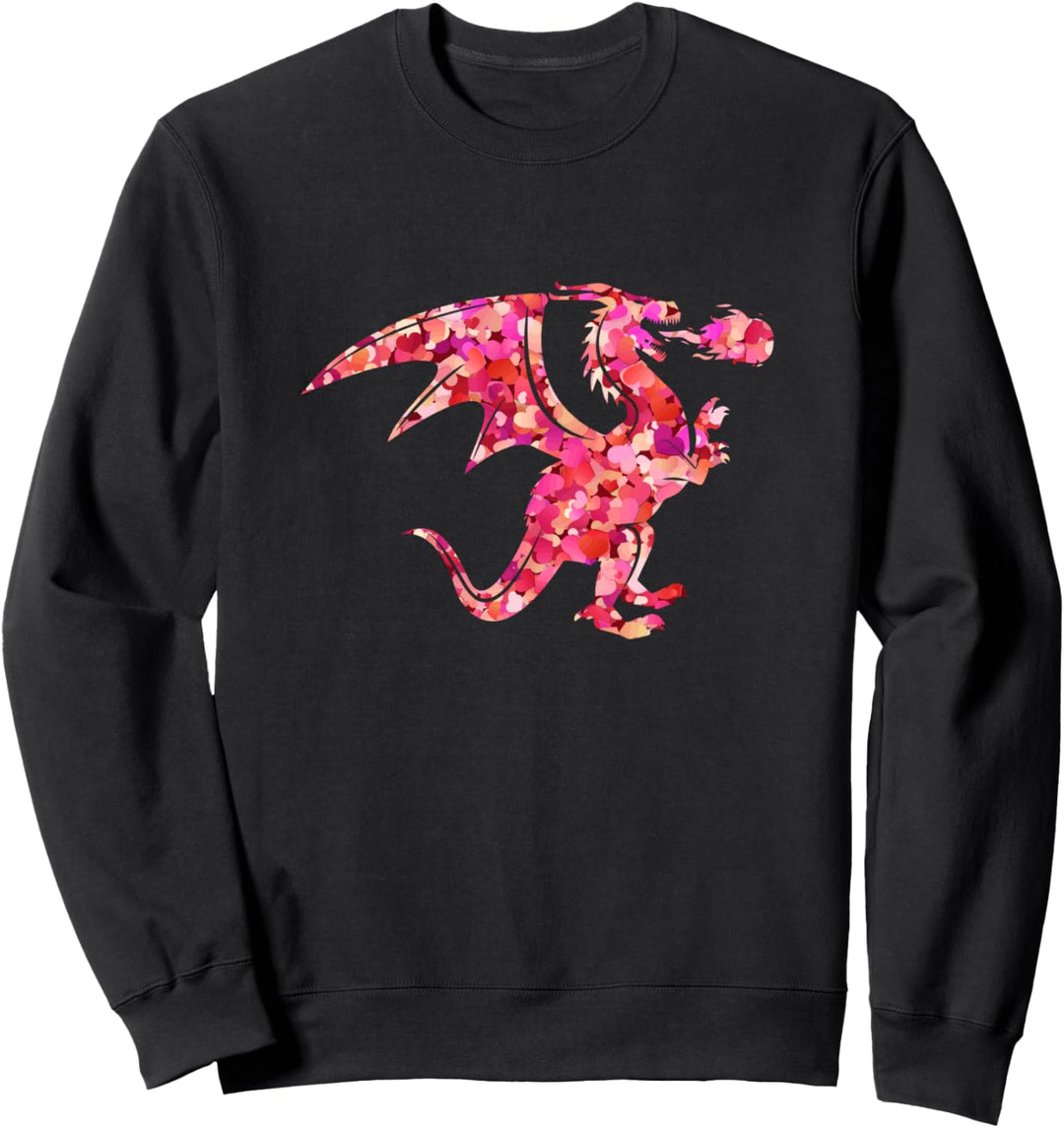 Pink Red Heart Valentines Day Dragon Funny Gift Sweatshirt