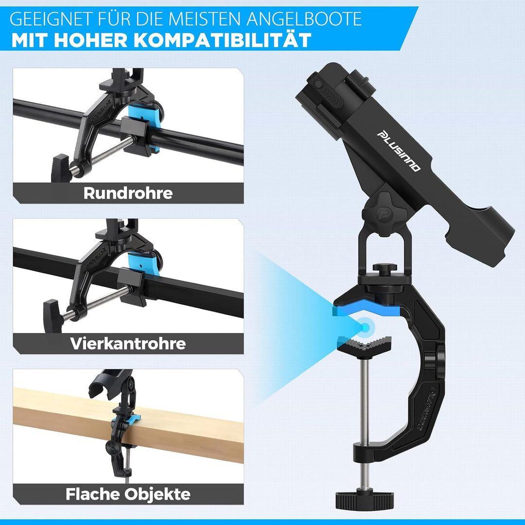 PLUSINNO Angelrutenhalter für Boote, Angelausrüstung mit vergrössertem Clip, innovatives Design in D