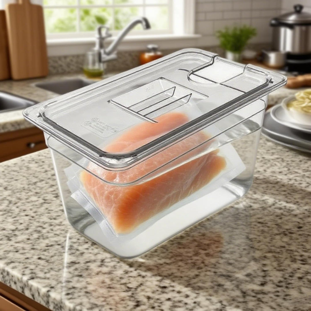 Sous-Vide-Behälter, transparente Tauchkochbox mit luftdichtem Deckel, hitzebeständiger Wassertank fü