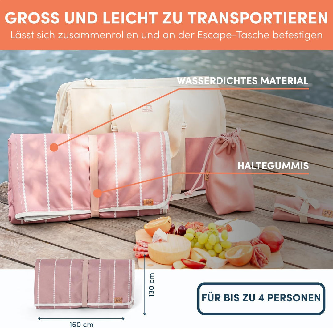 monbento – 25-Liter-Isoliertasche + wasserdichte Tischdecke – Ideal für Picknicks – Rosa
