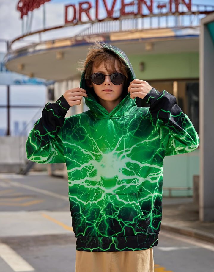 AIDEAONE Jungen Mädchen 3D Hoodie Kapuzenpullover Sweatshirt Mit Kapuze Schwarz C23 11-14 Jahre, Sch