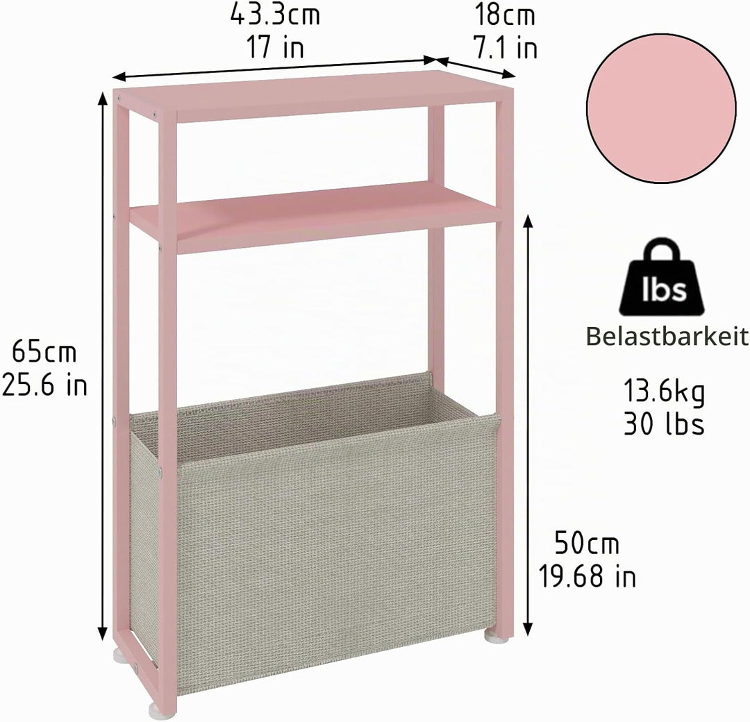 JERX Schmaler Beistelltisch, Schlanker Beistelltisch Pastellrosa + Cremeweiss, Pastellrosa + Cremewe