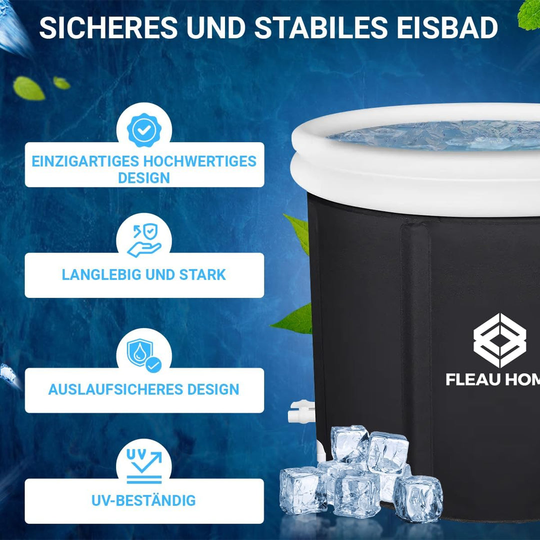 Fleau Home Eisbad XXL PRO - Sitzbad mit Deckel &amp; Pumpe - Einzigartiges Isoliermodell - Doppelsitzkis