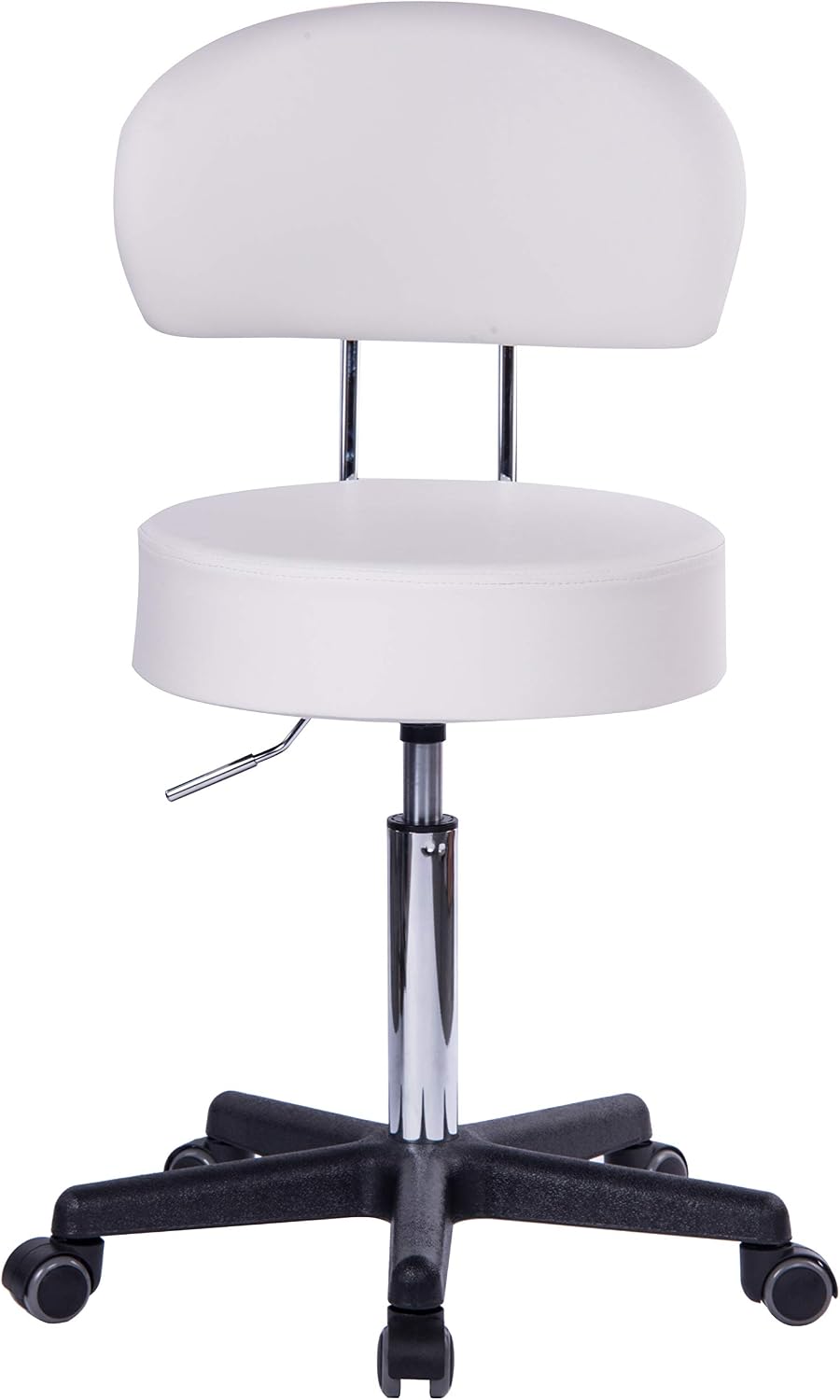 Rollhocker Squash 40 BIGBACK, Höhe 51-71cm, 40cm breit (Weiss) Weiss mit Lehne Bigback, Weiss mit Le