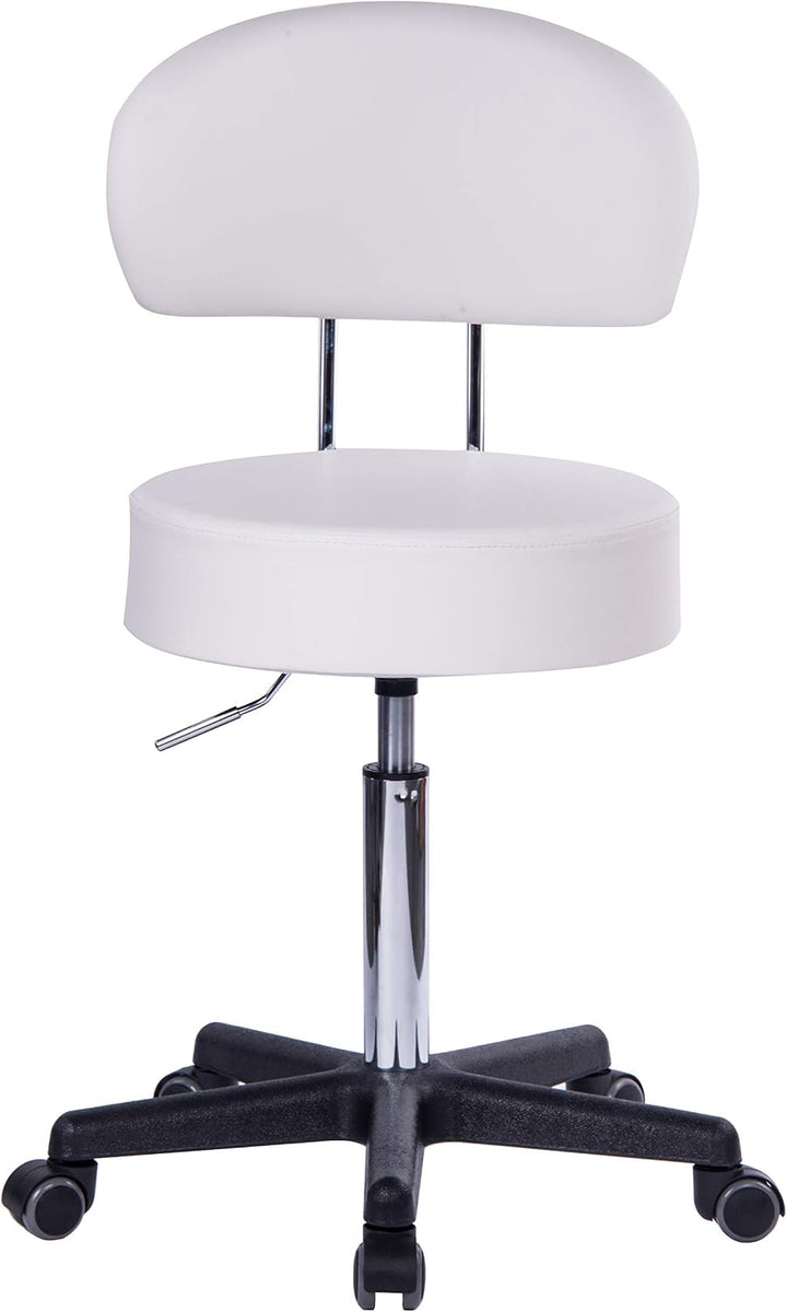 Rollhocker Squash 40 BIGBACK, Höhe 51-71cm, 40cm breit (Weiss) Weiss mit Lehne Bigback, Weiss mit Le