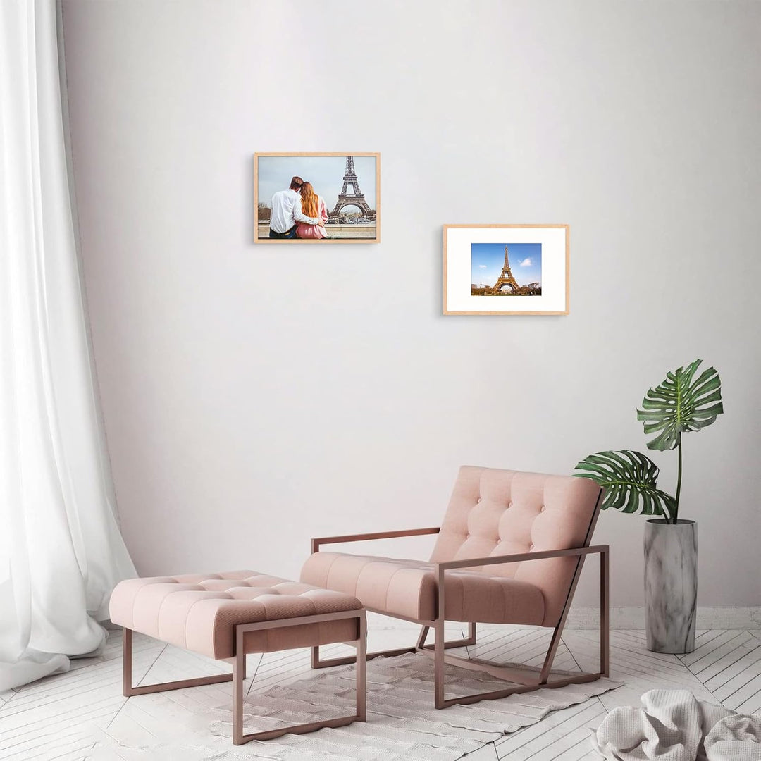 YEEPHAN A3 EICHE Fotorahmen Naturholz 42x29.7cm Bilderrahmen 2er Set mit Passepartout für A4(21x30cm