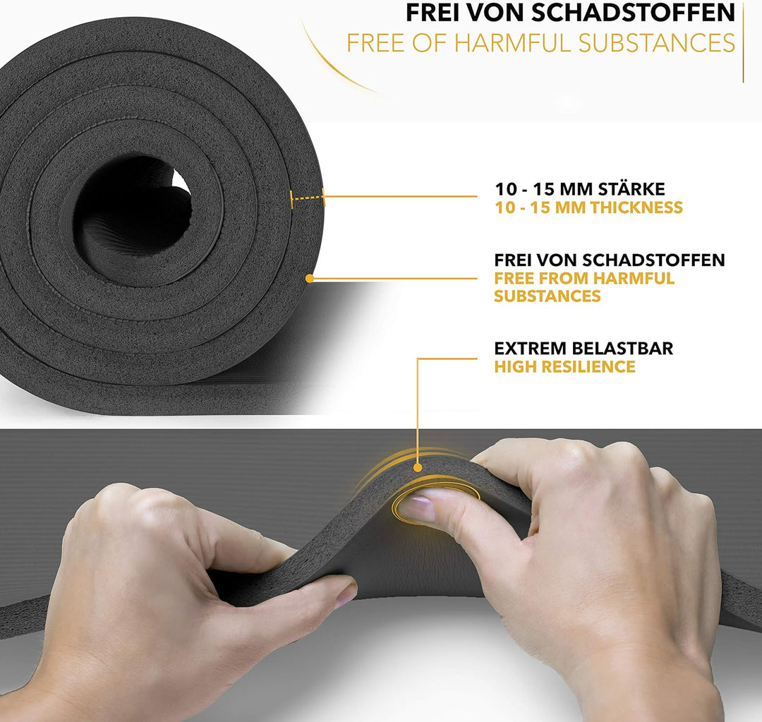 TRESKO Yogamatte Phthalatfrei - Gymnastikmatte rutschfest, Pilatesmatte Fitnessmatte mit Tragegurt,