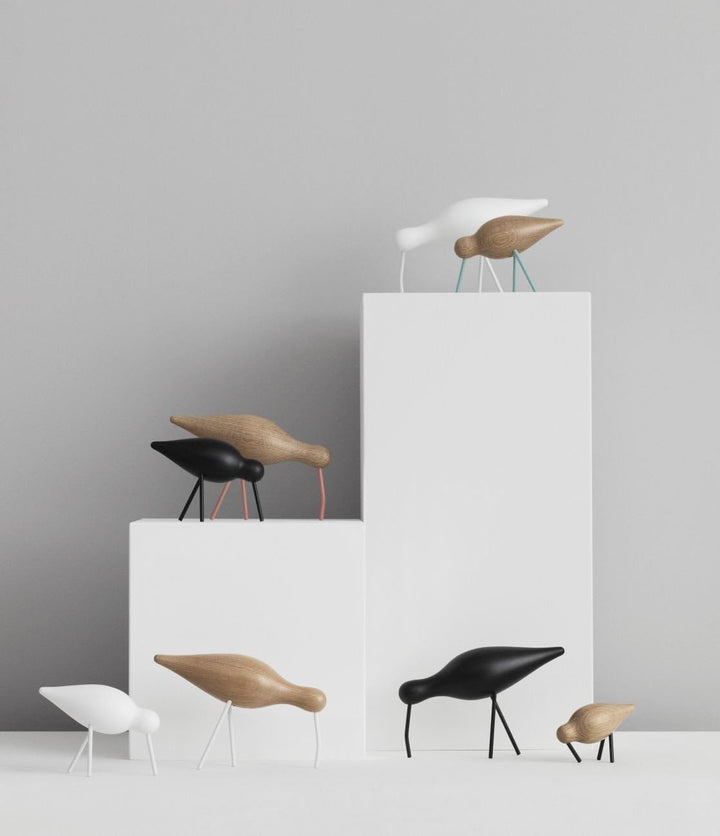 Normann Copenhagen Shorebird Figur, Holz-Edelstahl, weiss, 15 x 5.5 x 11 cm