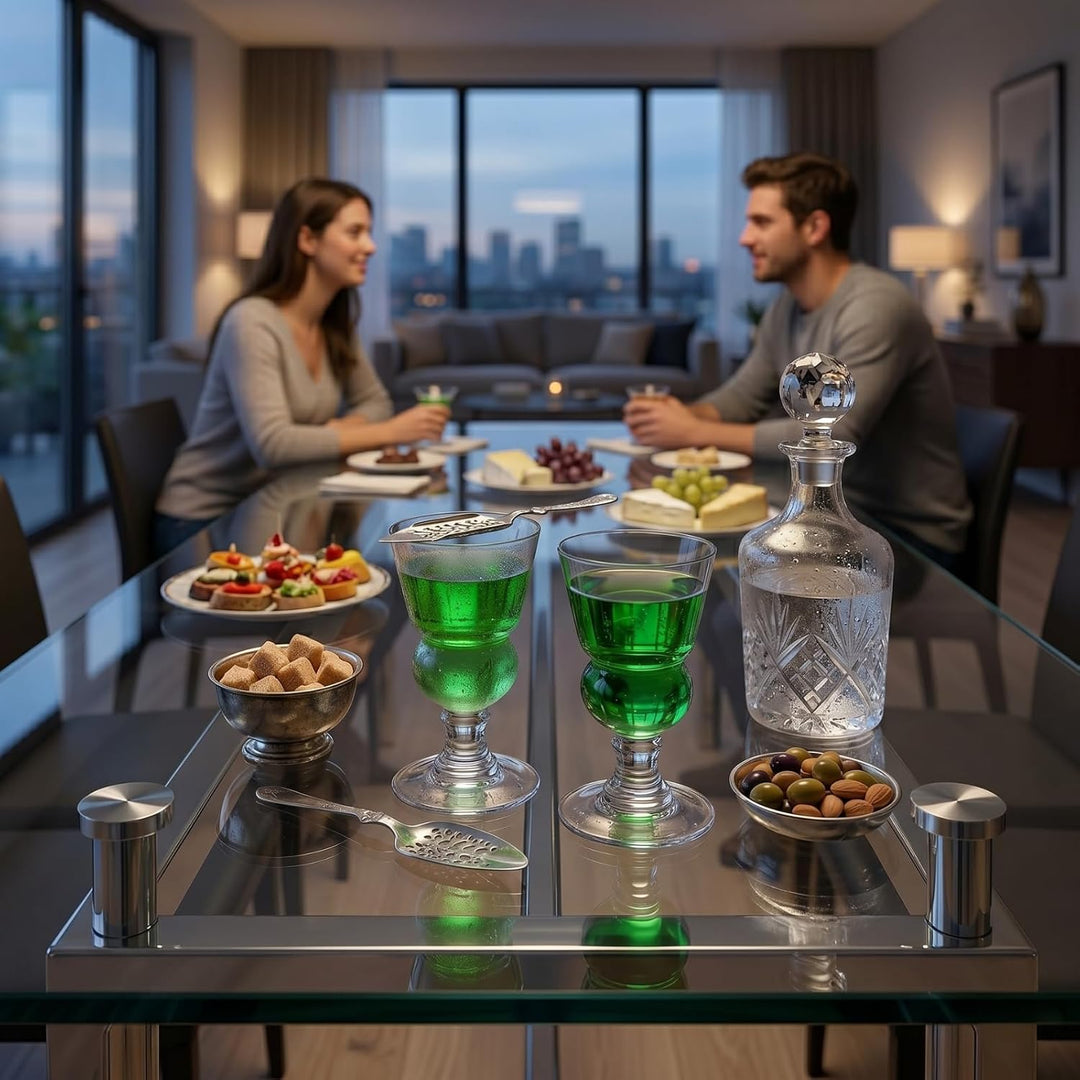 The Wine Savant Absinthgläser im Vintage-Stil, mit Stiel, klassisch, mit Schweizer Blasenbehälter, i