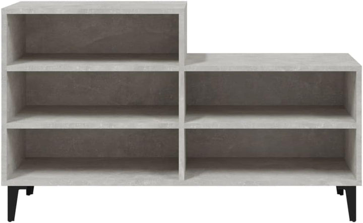 Schuhregal Betongrau 102x36x60 cm aus Holzwerkstoff mit 5 Fächern, platzsparender Ständer für Flur u