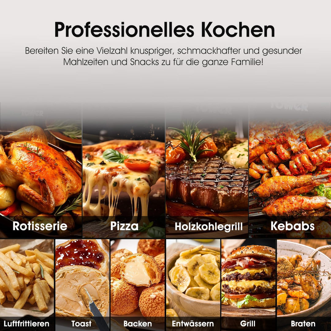 Heissluftfritteuse 6L, Ölfreie Airfryer mit Sichtfenster, 1400Watt, LED-Touchscreen, 8 Programme, 36