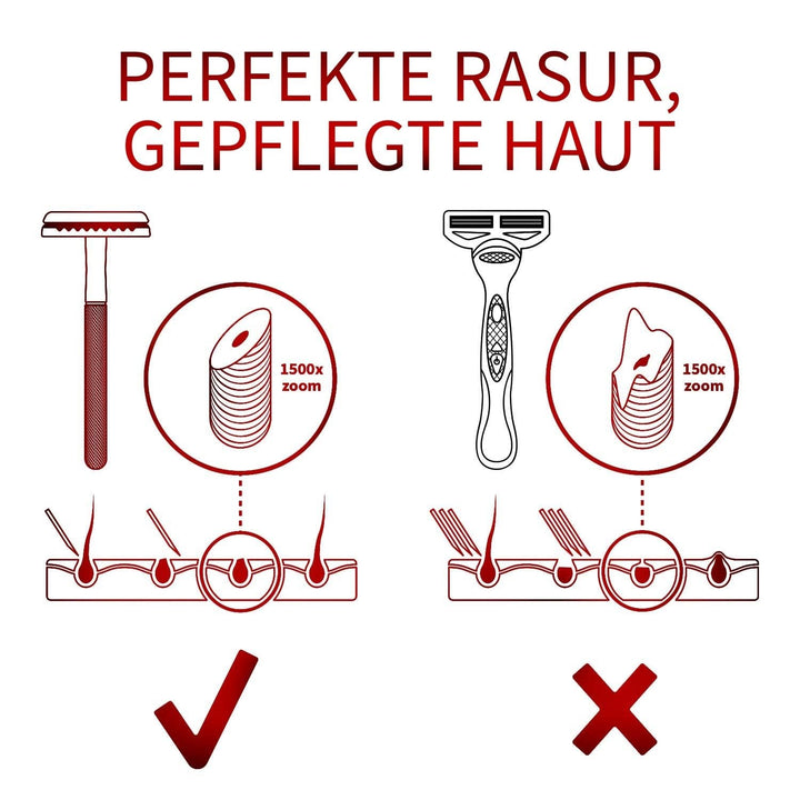 Bambaw Metall Rasierer Klassisch mit Rasierhobel Halter | Nassrasierer Herren und Damen mit 5 Rasier