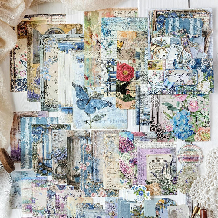 400 Blatt Vintage Scrapbook Papier, HAIYUU Doppelseitiges Dekorpapier Scrapbook Zubehör Bastelpapier