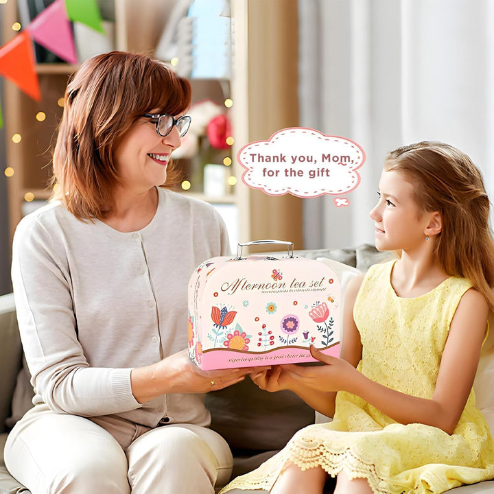 Teeservice Kinder, 46 Teile Puppengeschirr Kinderküche Tin Teekanne Set, Spielküche Zubehör für Kind
