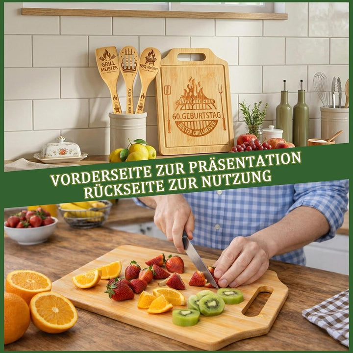 Geschenk 60. Geburtstag Männer - Geschenke zum 60 Geburtstag Mann, Graviertes Bambus Schneidebrett S