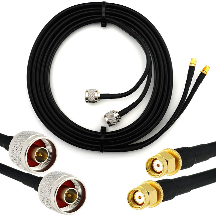 2m RP-SMA Stecker auf N Stecker Doppel-Koaxialkabel — HF-240 (LMR 240 Äquivalent) Twin Verlängerungs