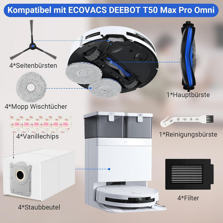 Pure Realm 25 Stück Zubehörset für Ecovacs Deebot T50 Max Pro /T50 Max Pro Omni Gen2,1Hauptbürste,4
