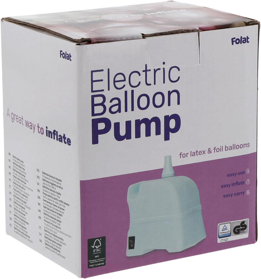 Folat 64529 Luftballonpumpe Elektrische 600w Ballonpumpe Tragbar Luftballon Pumpe Elektro für Geburt
