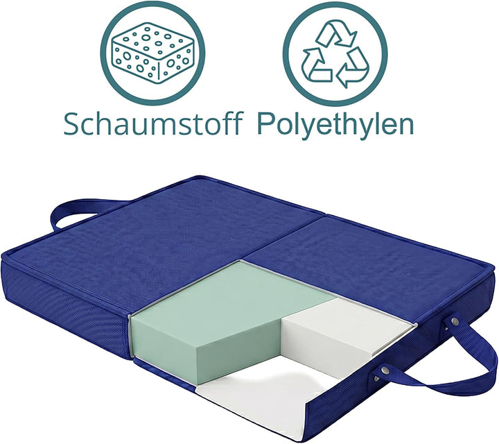 Relaxdays Kniekissen, faltbar, Garten, Werkstatt, Yoga, dunkelblau | Schaumstoff, Tragegriffe, HBT:
