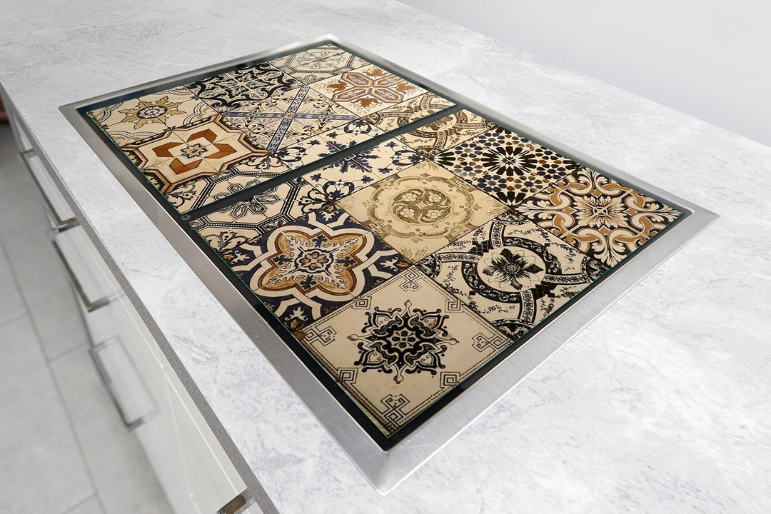 TMK ArtDeko Herdabdeckplatte 2 Teilig 40x52 + 60x52 cm - Spritzschutz Herdabdeckung – Herdschutz aus
