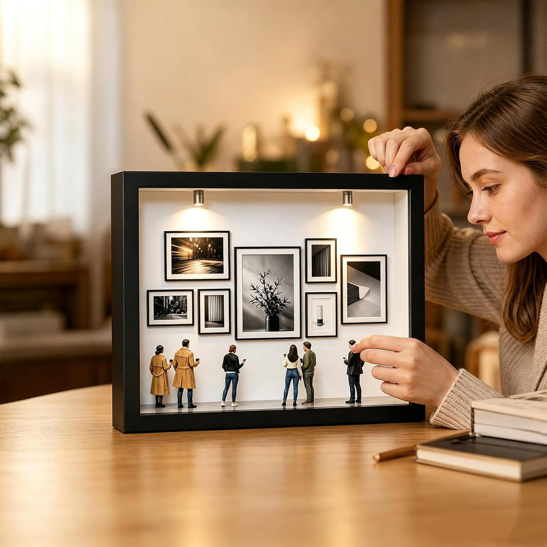 DIY Mini Museum Bilderrahmen, 3D Silhouette Box mit LED &amp; Miniaturfiguren