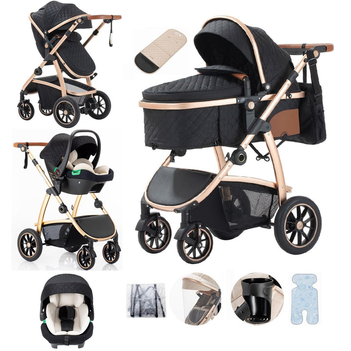 Kinderwagen 3 in 1, Baby Born Kinderwagen mit Einstellbarer Höhe Griff, Bergsteiger Stroller mit Ant