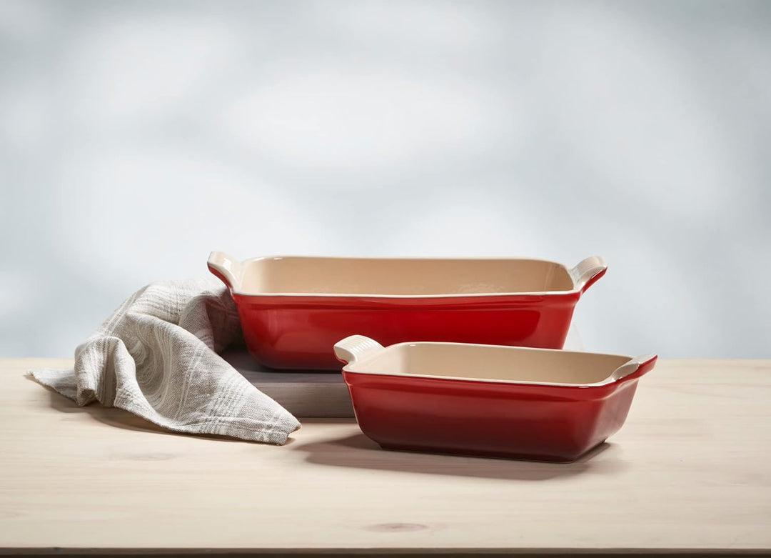 Le Creuset Steingut-Heritage-Set, rechteckig, 3 Stück, Kirschrot Kirsche, Kirsche