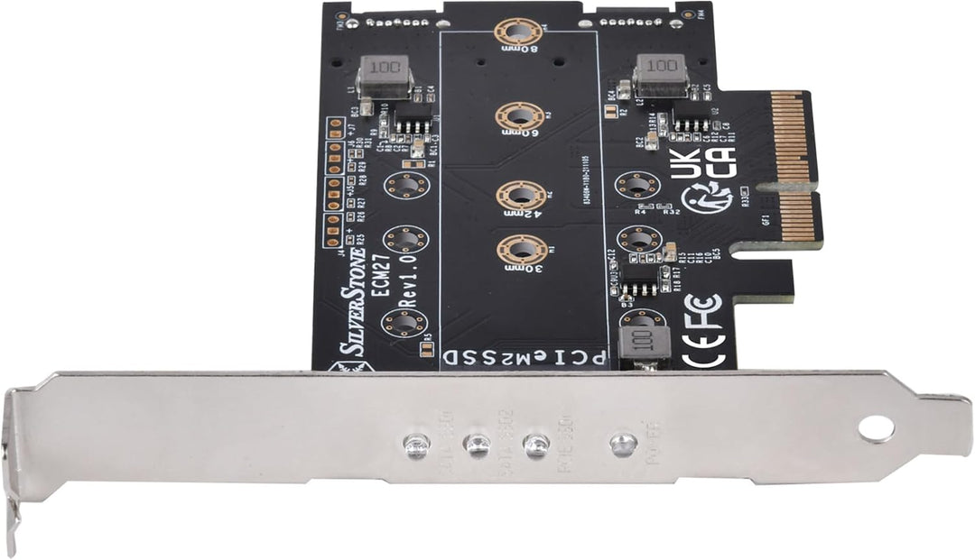 Silverstone SST-ECM27-1er-Steckplatz-NVMe-und-2er-Steckplatz -SATA-M.2-SSD-zu-PCI-E-x4-Adapterkarte