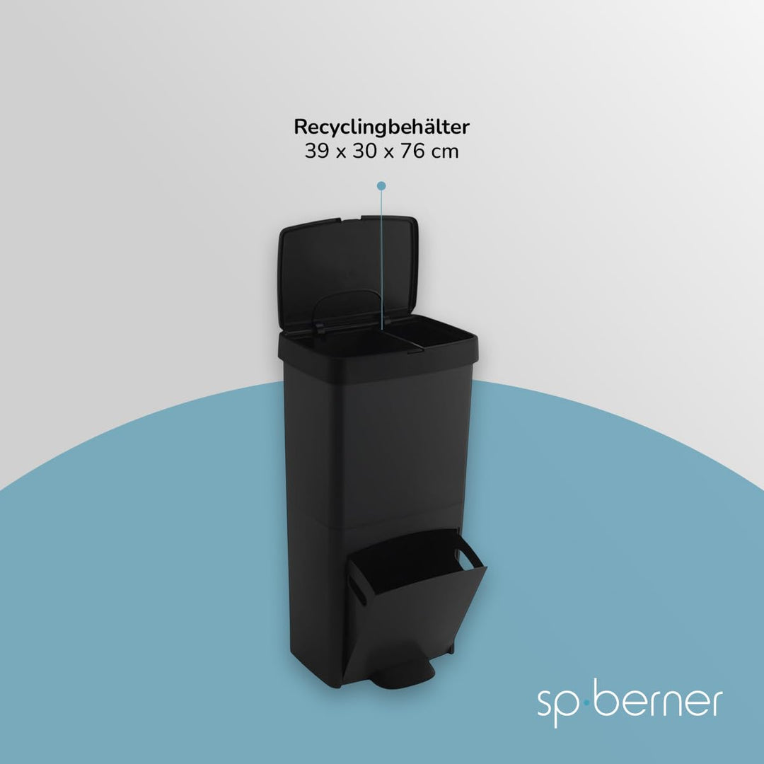 Müll- oder Recyclingbehälter 70L, VERTIKAL, 2 Fächer, Abfallbehälter, 76 cm, einfache Handhabung