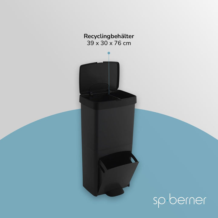 Müll- oder Recyclingbehälter 70L, VERTIKAL, 2 Fächer, Abfallbehälter, 76 cm, einfache Handhabung