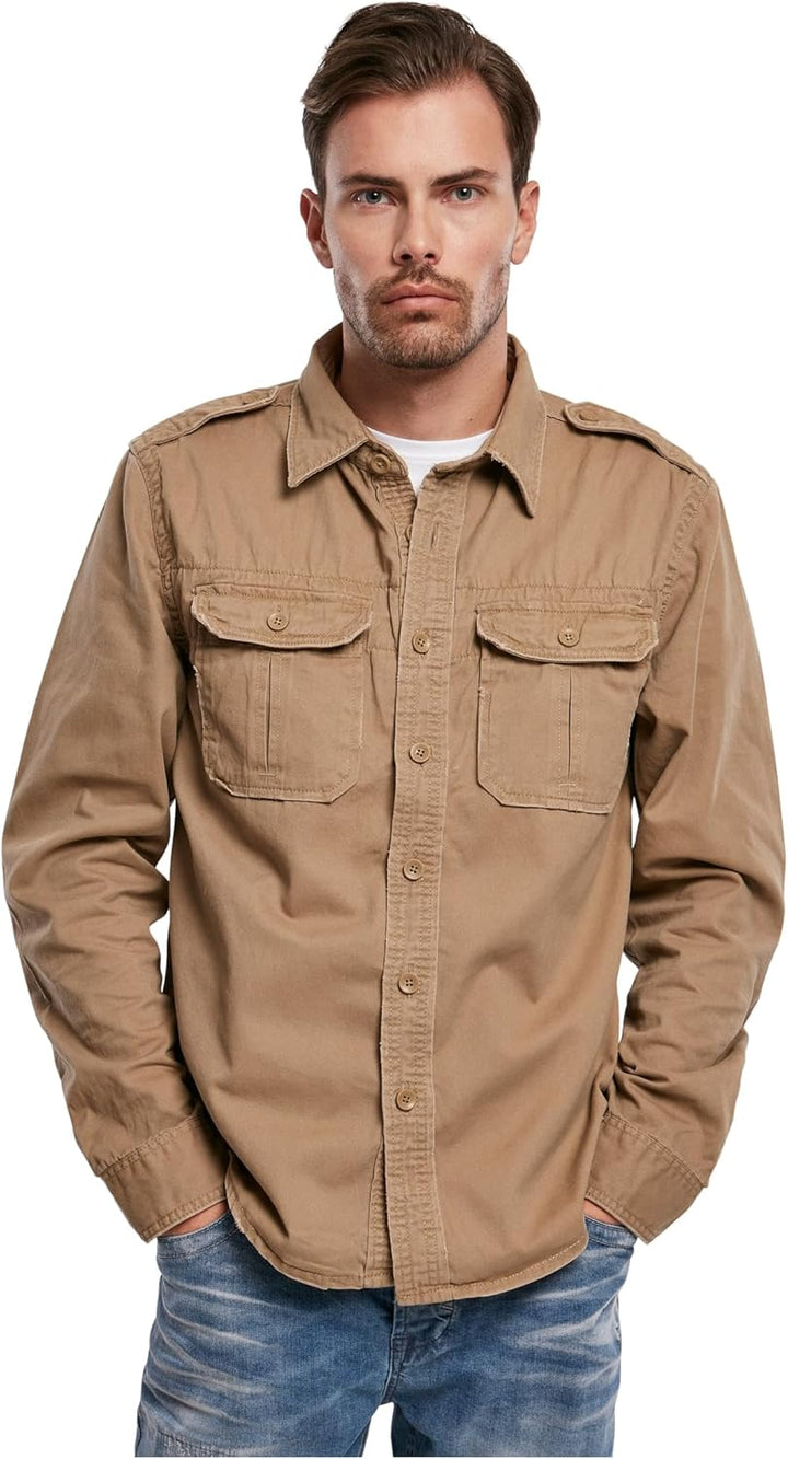Brandit Vintage Shirt Long Sleeve,mehrere Farbvarianten, Grössen S bis 7XL, Camel Longsleeve