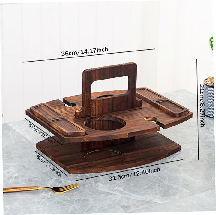 Tragbarer Picknicktisch, Holz-Picknicktisch, Abnehmbarer Wein mit 2 Glashaltern und Snack-Tablett, W