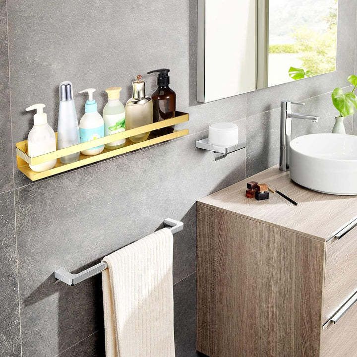 IGNPION Eckregal für Badezimmer, Edelstahl, Wandmontage, Organizer, Caddy für Küche, Hotel, Aufbewah