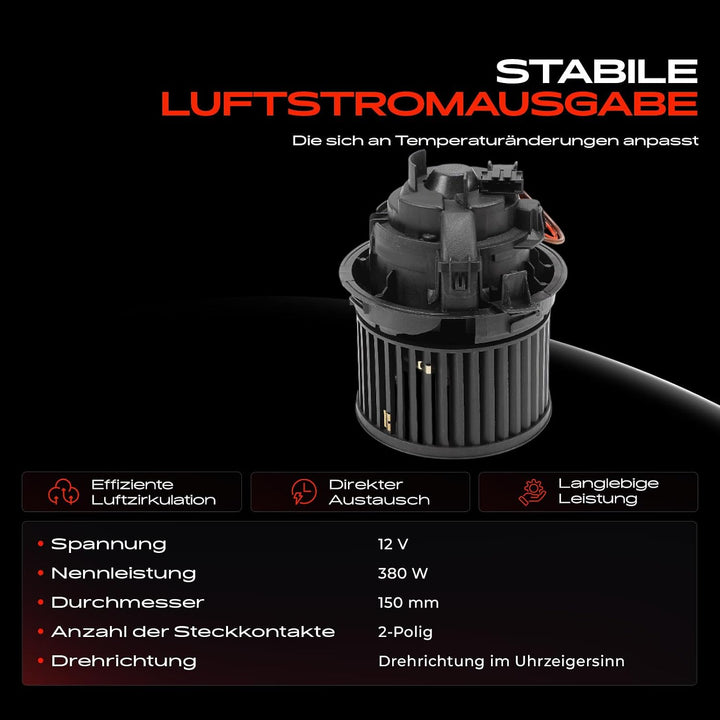 Frankberg Gebläsemotor Innenraumgebläse Kompatibel mit 508 I 8D 1.6L 2.0L 2010-2018 508 SW I 8E 1.6L