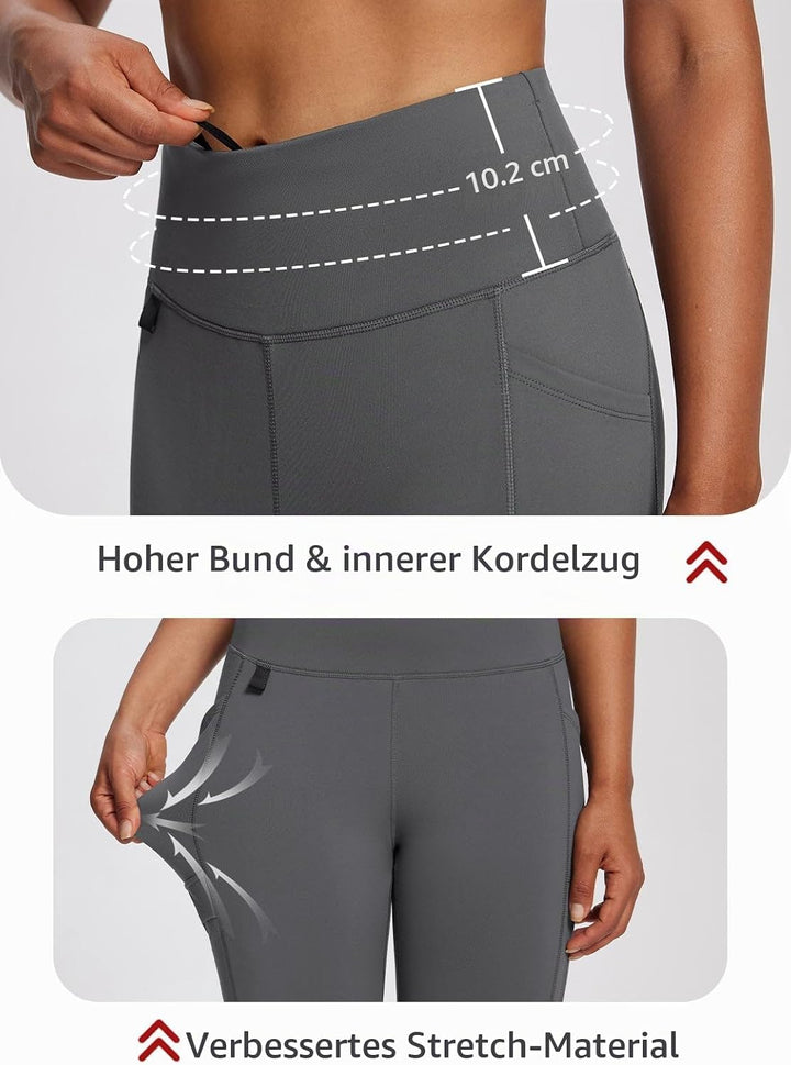 baleaf Damen Fleece gefütterte Leggings Wasserabweisend Hohe Taille Wanderleggings Thermo Leggings F