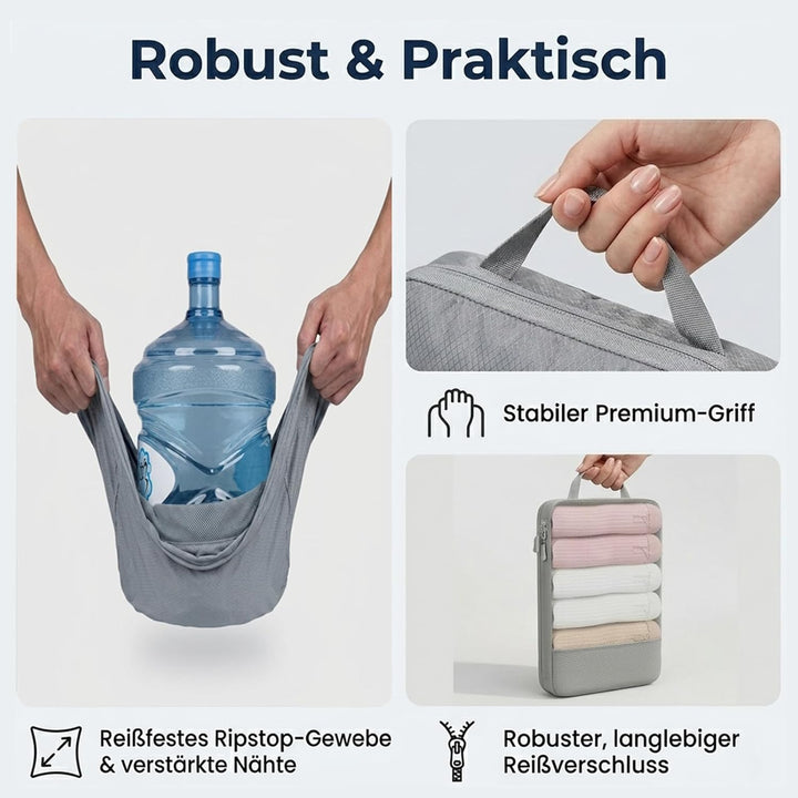 Koffer Organizer, 6er Set Multicolor Packing Cubes Kompression mit Langgriff, Packwürfel für Reise B
