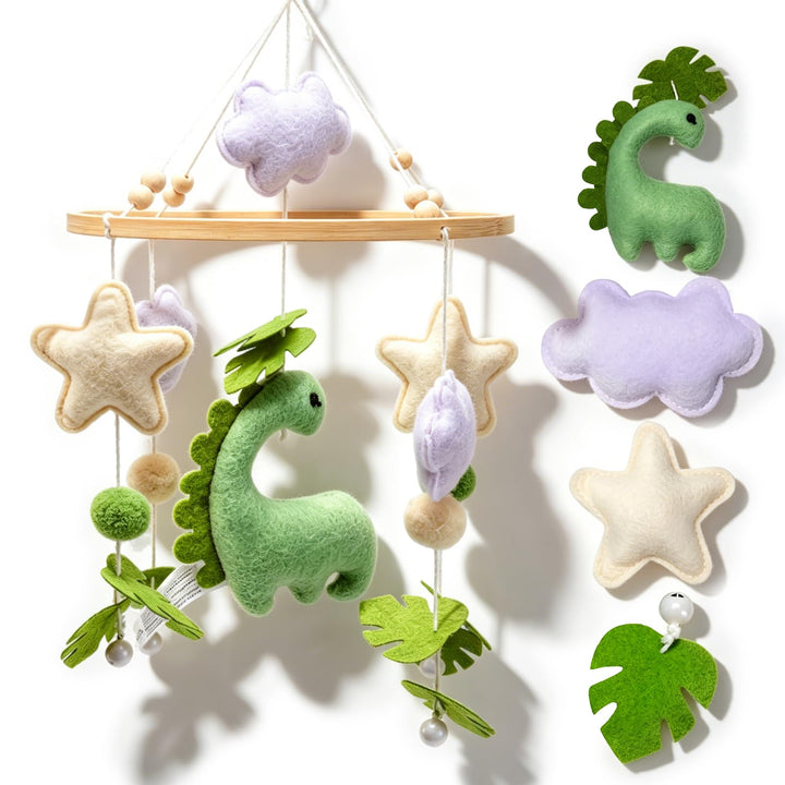 Mobile Waldtiere,Mobile Bettglocke mit Sterne Hölz,Mobiler Babybett Spielzeug mit Sternen, Wolken, D