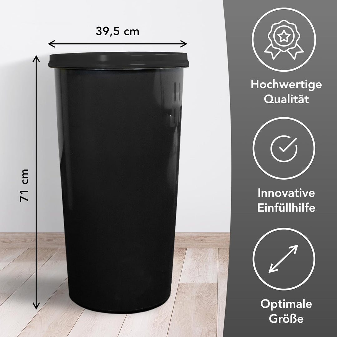 Mülleimer 60l mit geruchsdichtem Deckel (Anthrazit), Gelber Sack Ständer, Made in Germany, Müllsacks