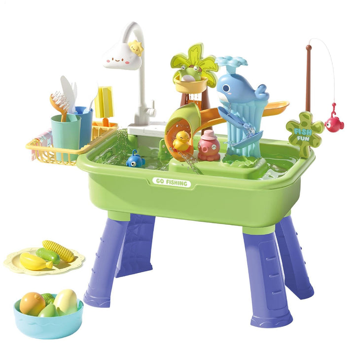 Generisch Wasserspieltisch Kinder Outdoor Sand Und Wassertisch Mit Wasserrad, Sprinkler &amp; Angelspiel
