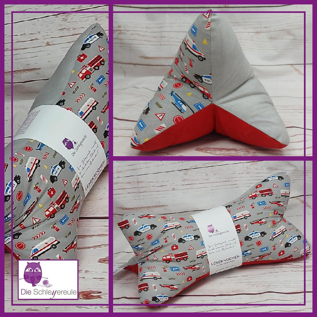 Leseknochen Kinder Nackenkissen Handmade in D, waschbar (Sonderfahrzeuge), Sonderfahrzeuge