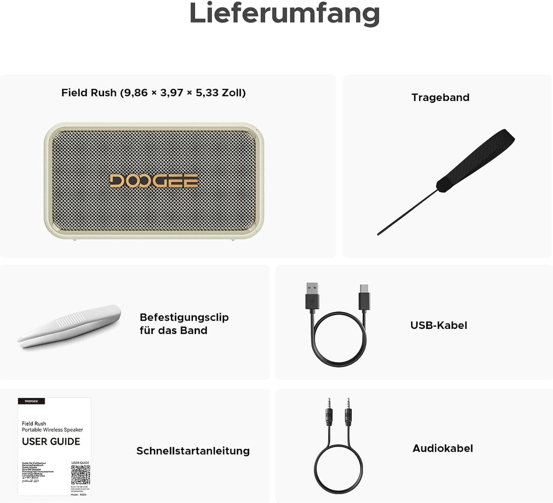 Field Rush Tragbarer Lautsprecher, Kabellos Koppelbar Lautsprecher über 28 Stunden Spielzeit, IP67 S
