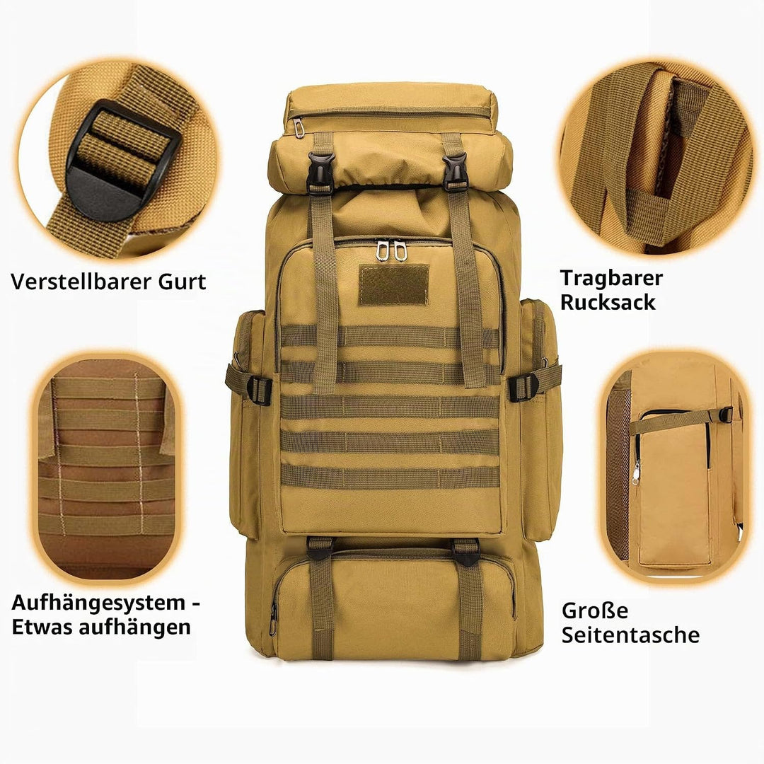 80 l Wanderrucksack, Camping-Rucksack, Jagd-Rucksack für Outdoor, wasserabweisend, taktischer Rucksa