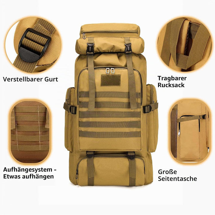 80 l Wanderrucksack, Camping-Rucksack, Jagd-Rucksack für Outdoor, wasserabweisend, taktischer Rucksa