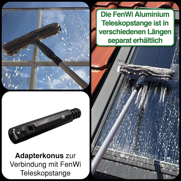 FenWi Profi Kombi Fensterwischer 35/40cm mit Fensterabzieher &amp; Einwascher Microfaser-Wischbezug und