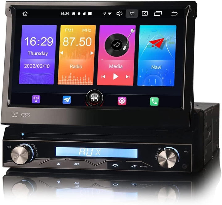 Erisin 7 Zoll Android 10 Abnehmbar 1Din Universal Autoradio mit GPS Navi HD Touchscreen Unterstützt
