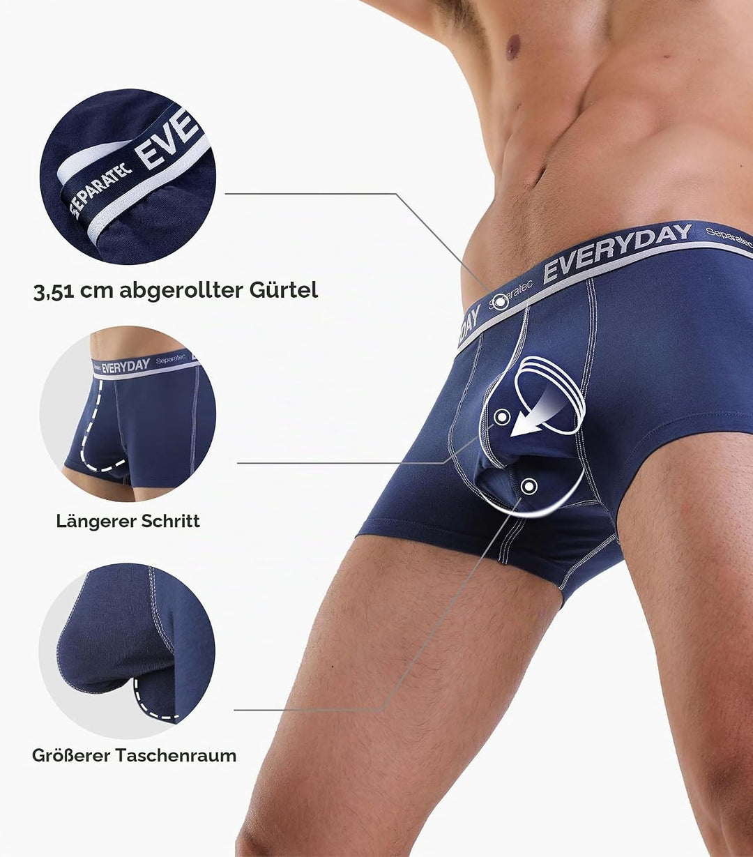 Separatec Boxershorts Herren 7er Pack aus Weicher Baumwolle Unterhosen Männer mit Unterstützender Se