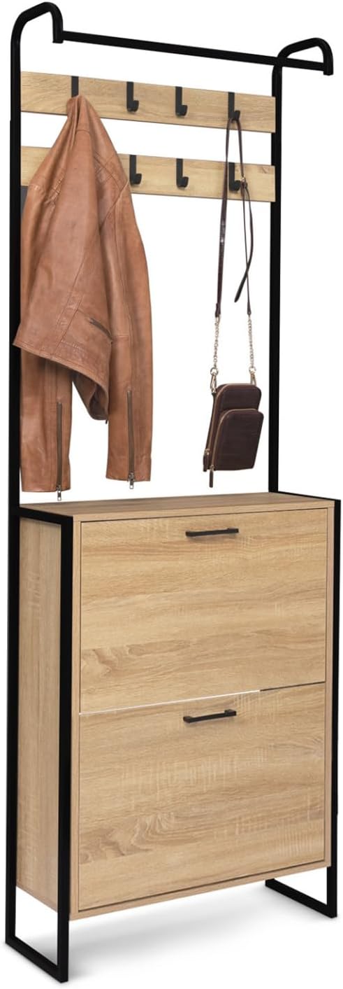 IDMarket - Eingangsgarderobe LUIS Schuhmöbel 2 Türen Industriedesign