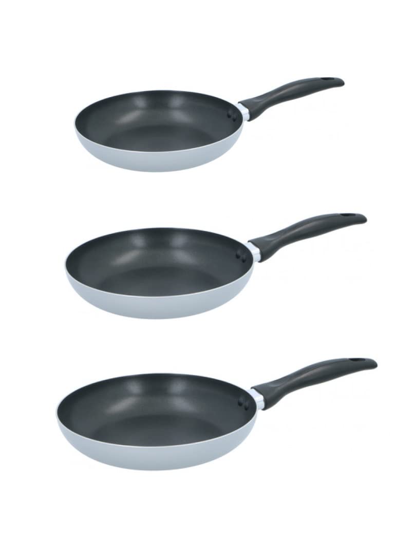Bratpfannenset 3 teilig 20cm 24cm 28cm Aluminium Antihaftbeschichtet geeignet für Ceranfeld Halogen